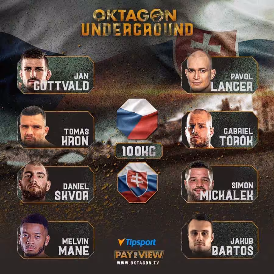 Oktagon underground 2020 - rozpis a program muzi do 100 kg - mma - pyramidy