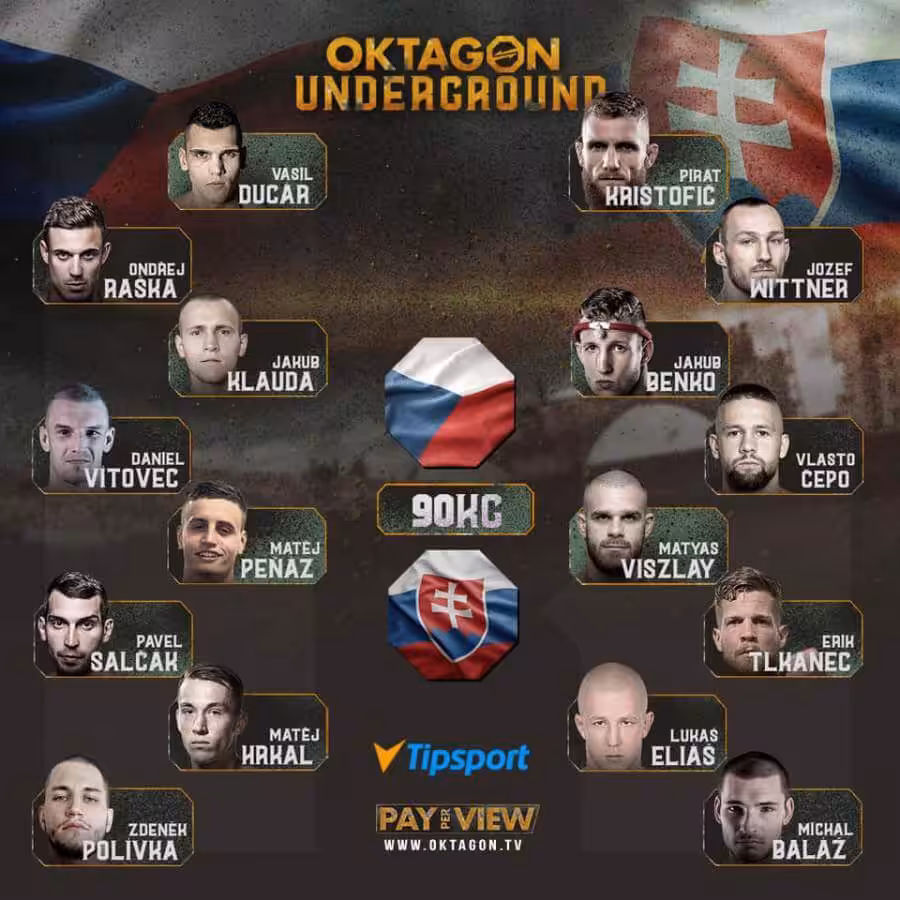 Oktagon underground 2020 - pyramida program muzi do 90 kg - mma - skupiny