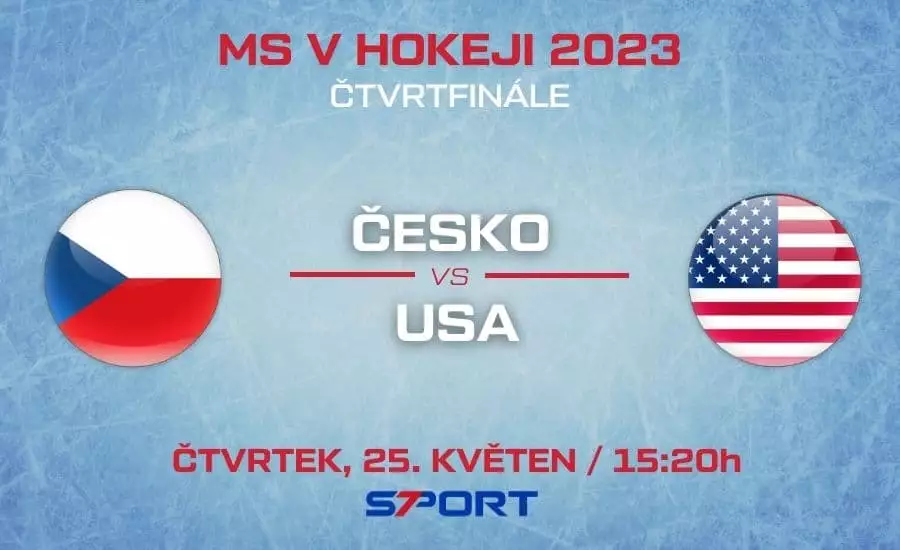 Čtvrtfinále Česko - USA MS v hokeji 2023