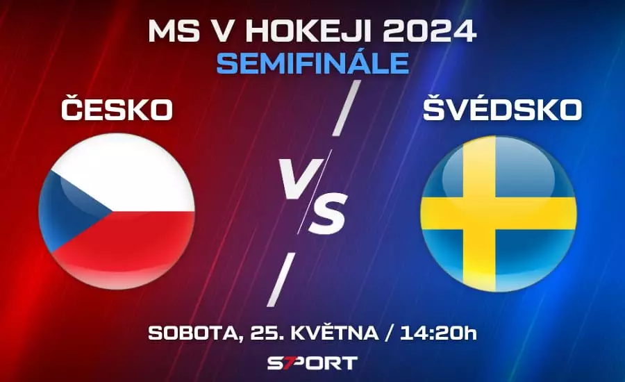 Česko - Švédsko semifinále MS v hokeji 2024
