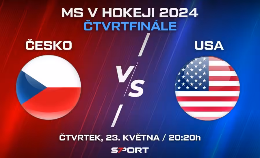 Česko - USA čtvrtfinále MS v hokeji 2024 - sestavy, výsledek, kurzy 1 Česko - USA čtvrtfinále MS v hokeji 2024