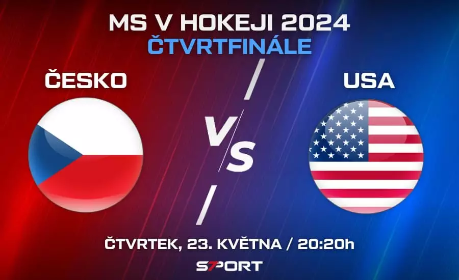 Česko - USA čtvrtfinále MS v hokeji 2024