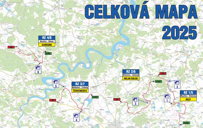 Rally Příbram 2025 - program, mapa, výsledky, kde sledovat 2 Mapa Rally Příbram 2025