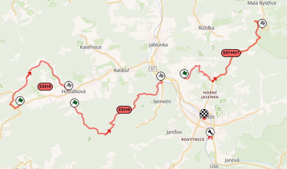 Partr Rally Vsetín 2025 – program, mapa, výsledky, kde sledovat 2 Rally Vsetín 2025 mapa