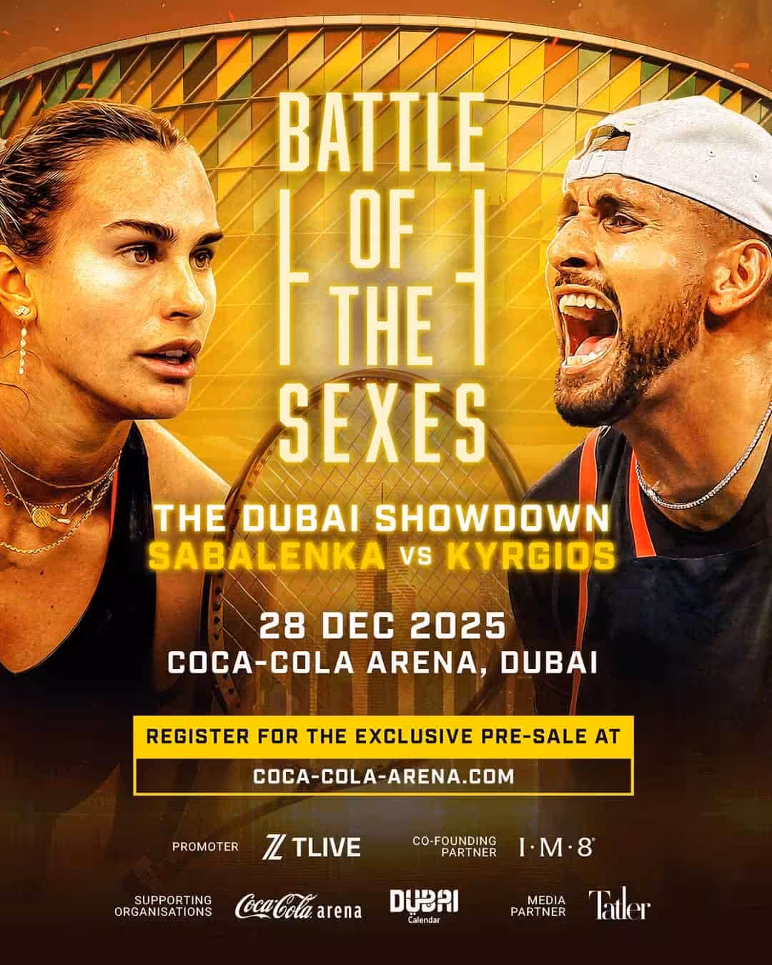 Sabalenka - Kyrgios |28.12.| tenisový souboj pohlaví a jeho historie, kde sledovat Battle of Sexes? 3 Tenisový souboj pohlaví 2025