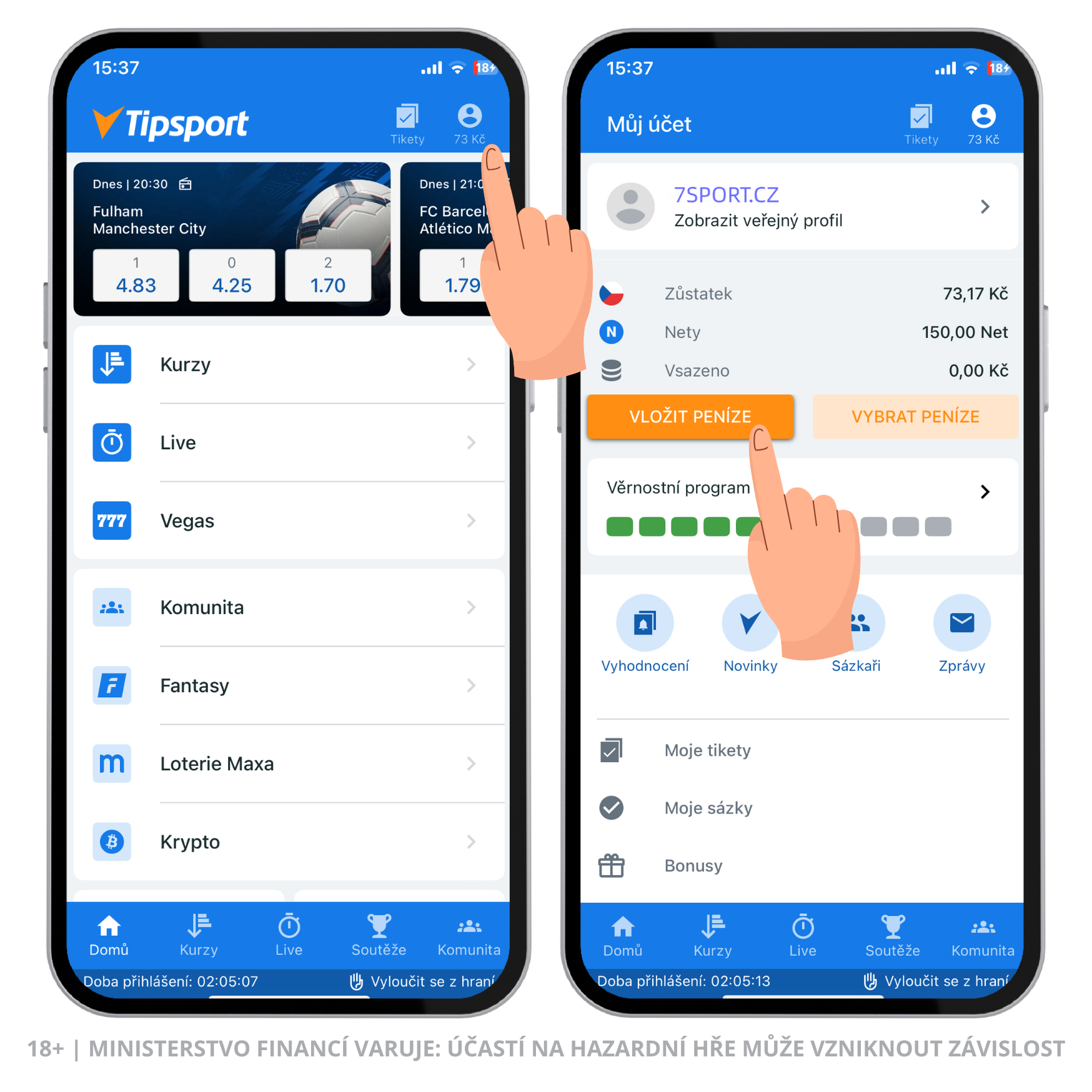 Tipsport platební metody 1