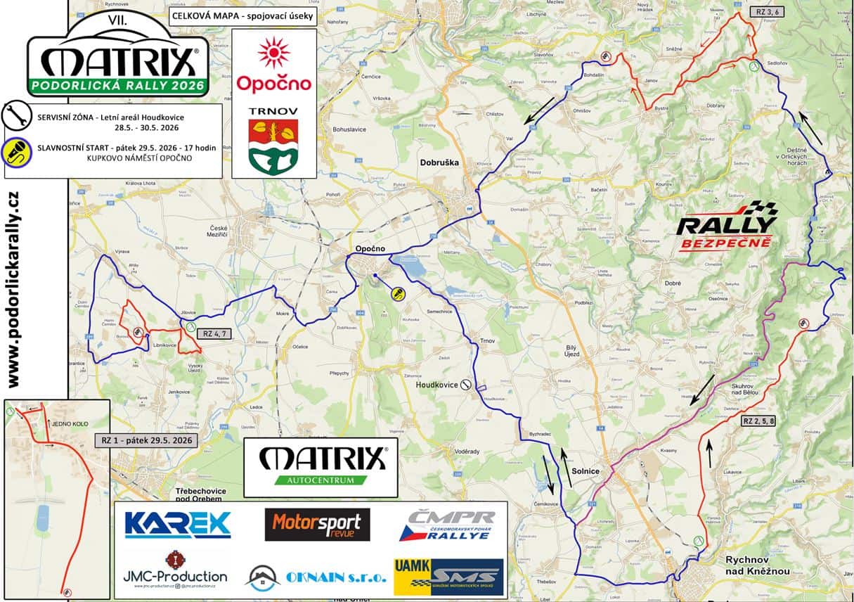 Mapa Podorlická rally 2026