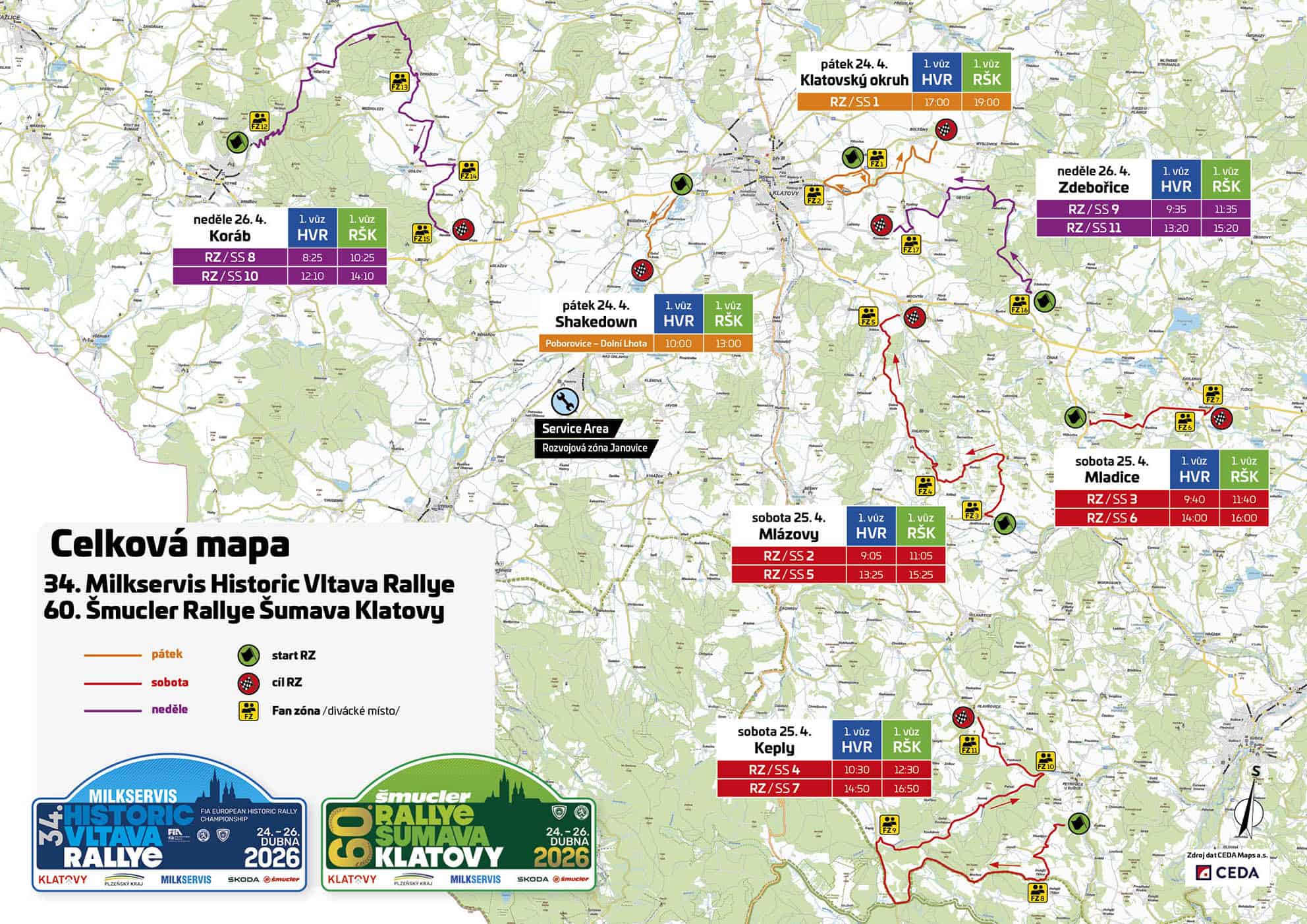 Mapa Rally Šumava 2026