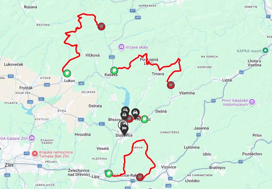 Mapa Rally Kopná 2026