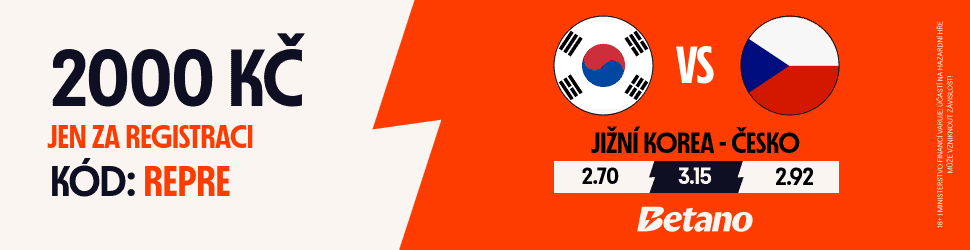 Bonus 2000 Kč k zápasu Jižní Korea - Česko od Betana