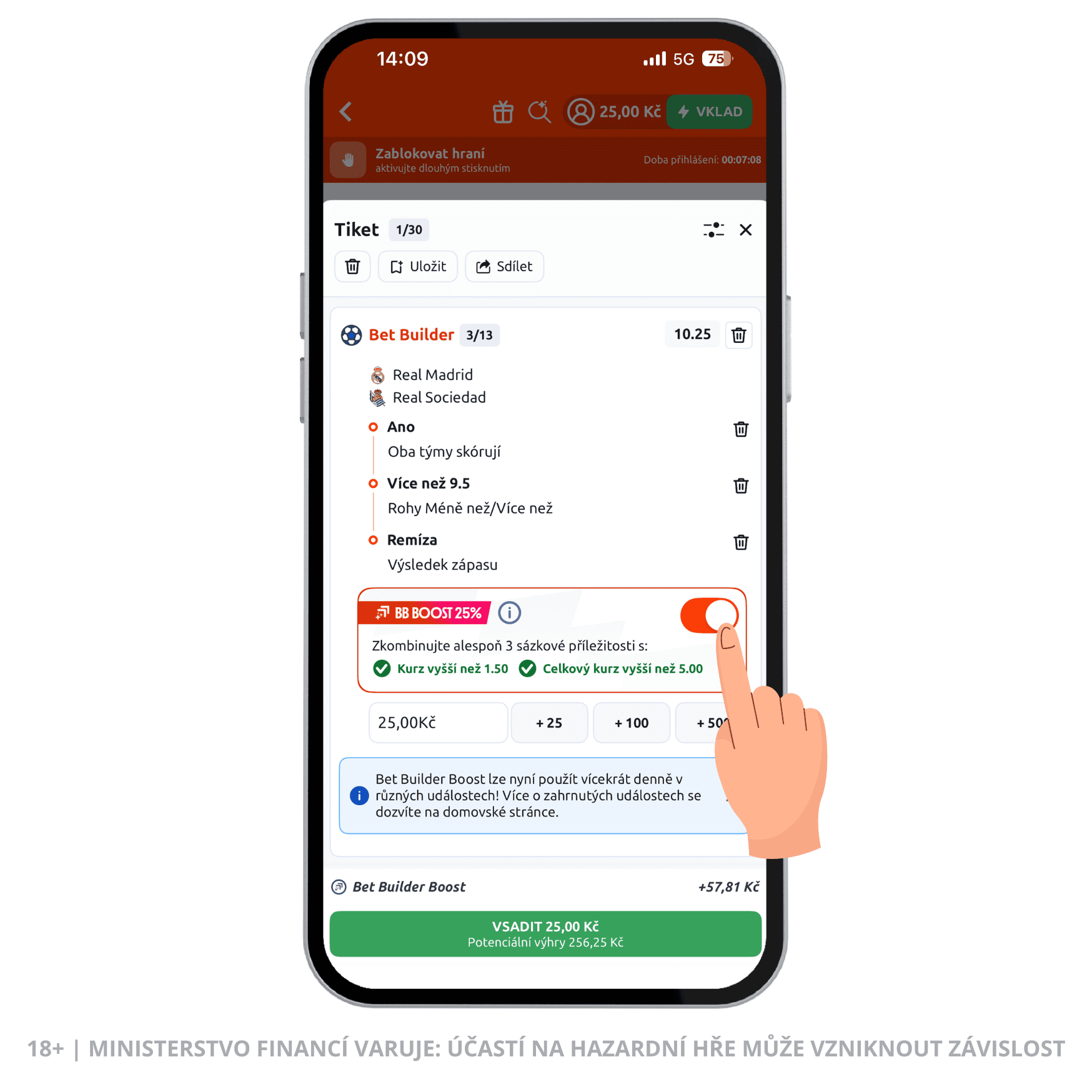 Betano Bet Builder Boost: možnost navýšení kurzu