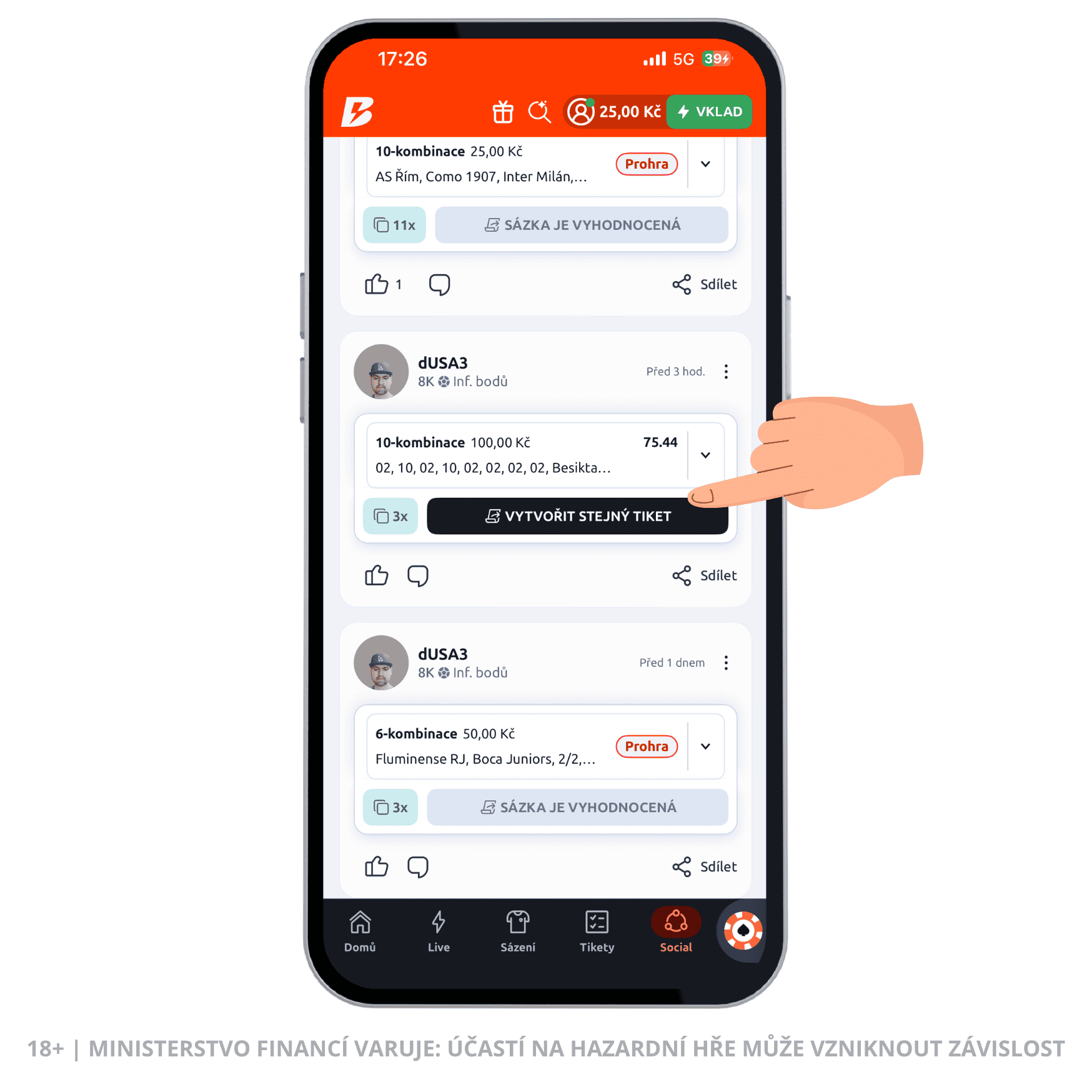 Betano Social Copy Bet