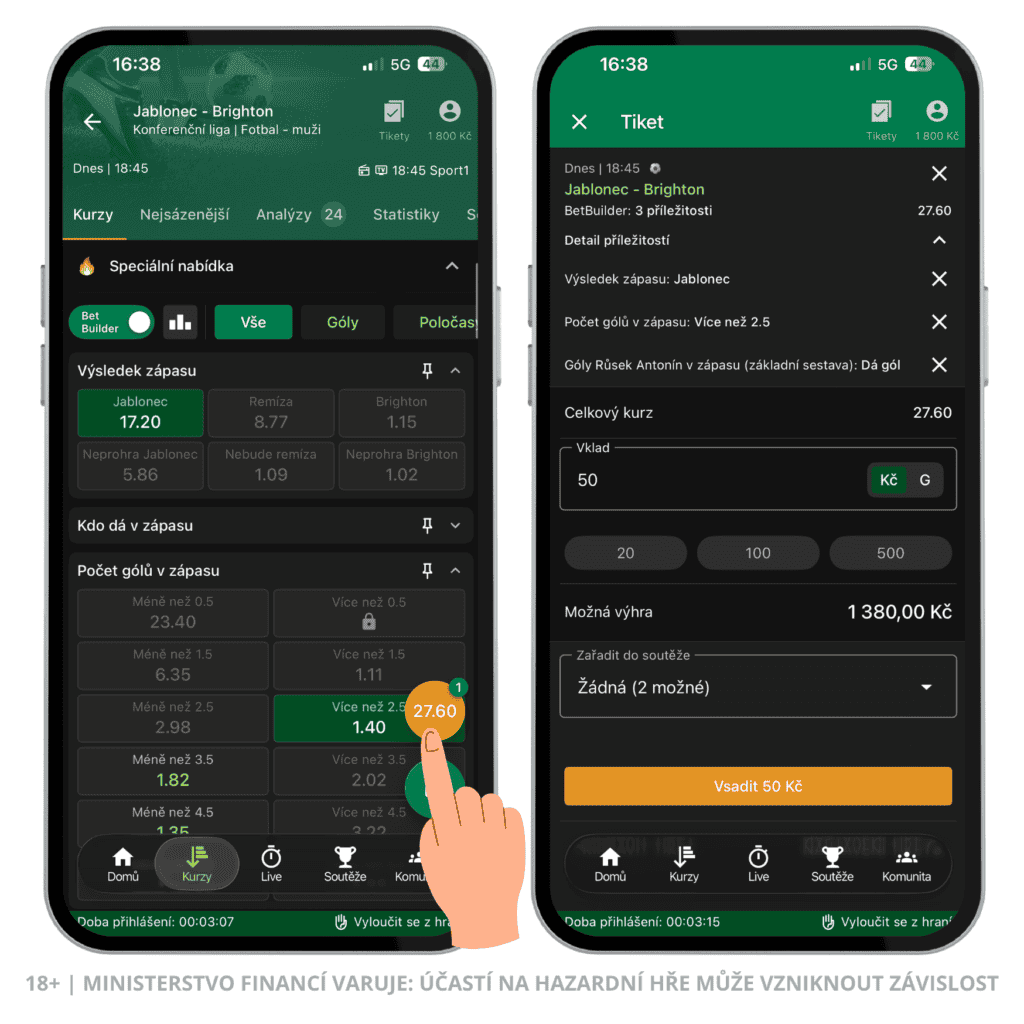 Chance BetBuilder jak vsadit